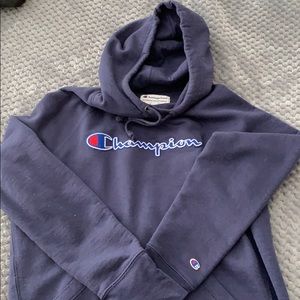 navy blue champion sweatshirt